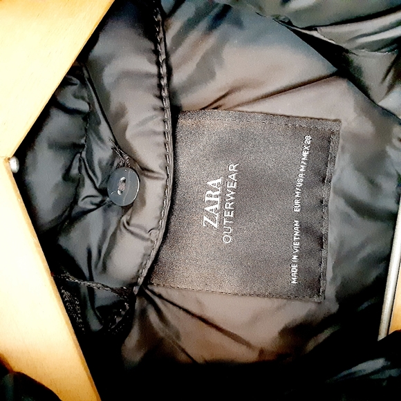 ZARA Puffer Hooded Down Long Black Coat M - Picture 10 of 10